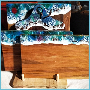resin sea and wave charcuterie boards