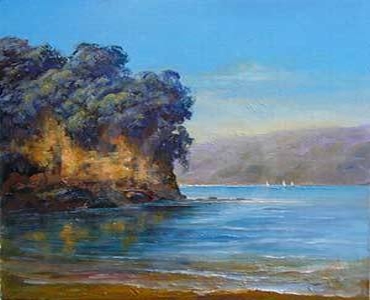 oil painting image en plein air at Manukau Heads