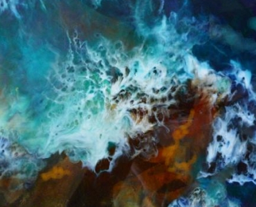 aerial view of ocean painting in resin