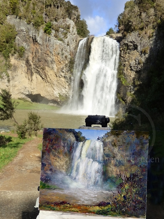 lein air image of painting at Hunua Falls