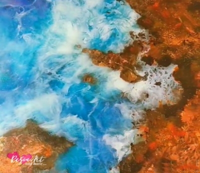 About resin paintings image of aerial seascape